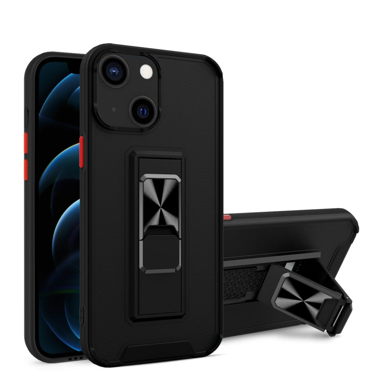 For iPhone 13 Dual-color Skin Feel TPU + PC Magnetic Shockproof Case with Invisible Holder