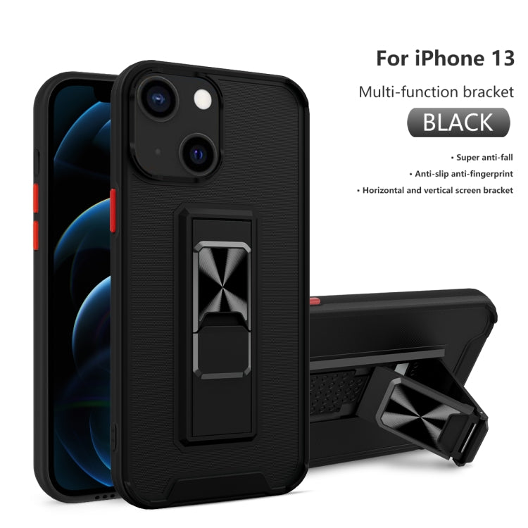 For iPhone 13 Dual-color Skin Feel TPU + PC Magnetic Shockproof Case with Invisible Holder