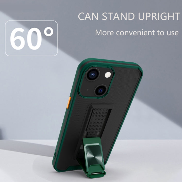 For iPhone 13 Dual-color Skin Feel TPU + PC Magnetic Shockproof Case with Invisible Holder