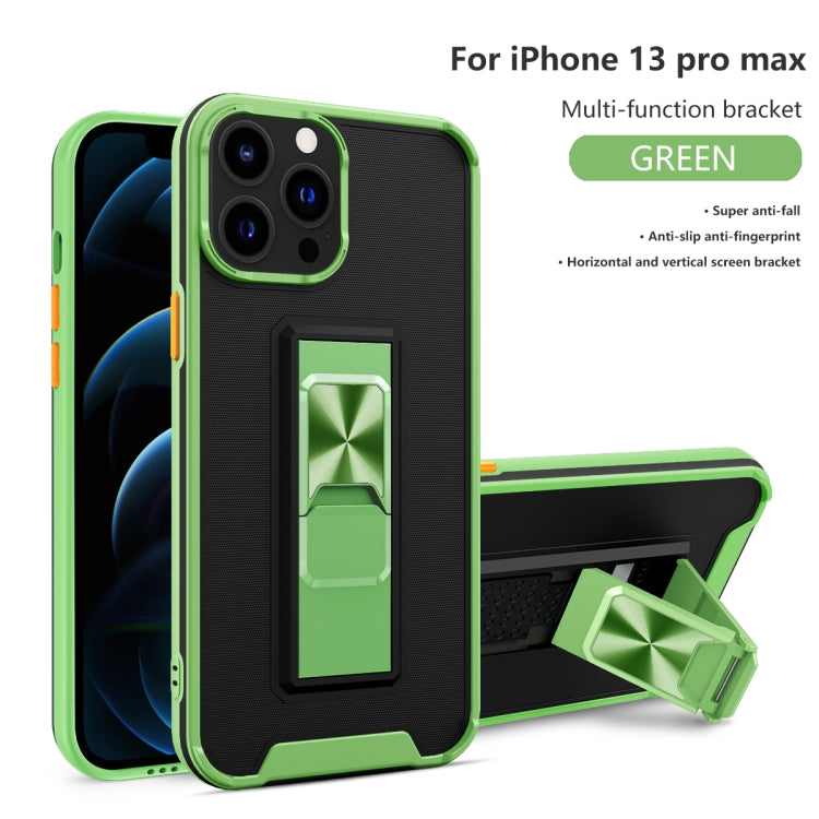 For iPhone 13 Pro Max Dual-color Skin Feel TPU + PC Magnetic Shockproof Case with Invisible Holder
