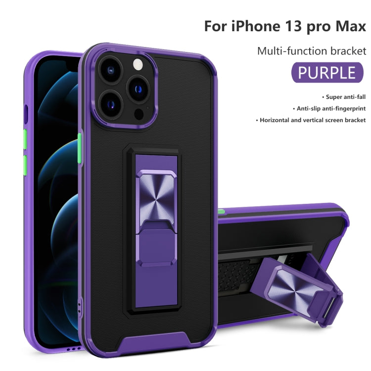 For iPhone 13 Pro Max Dual-color Skin Feel TPU + PC Magnetic Shockproof Case with Invisible Holder