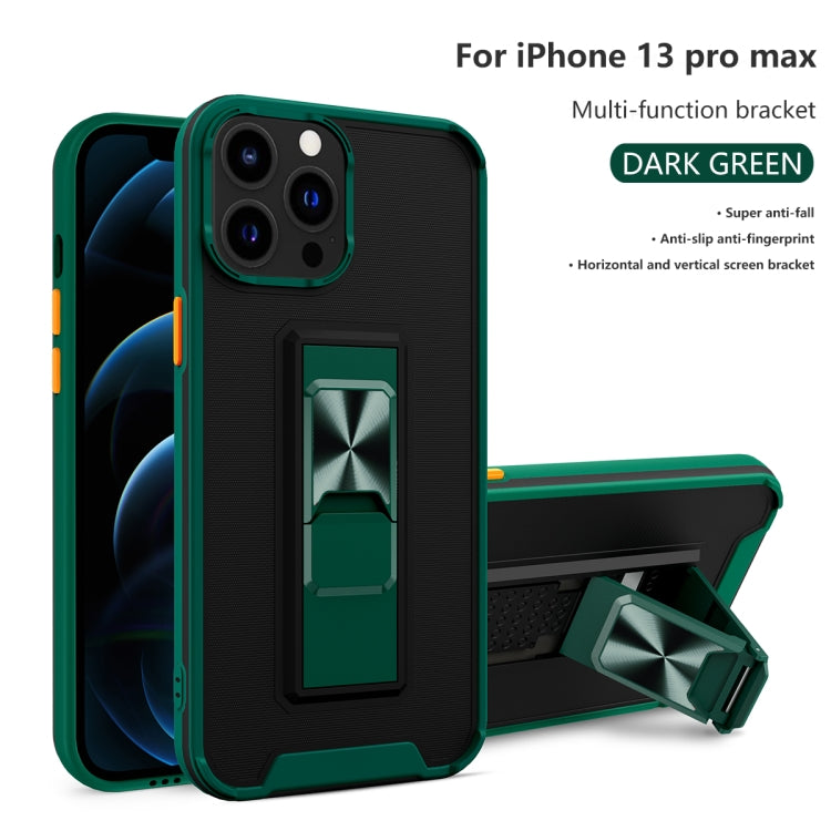 For iPhone 13 Pro Max Dual-color Skin Feel TPU + PC Magnetic Shockproof Case with Invisible Holder