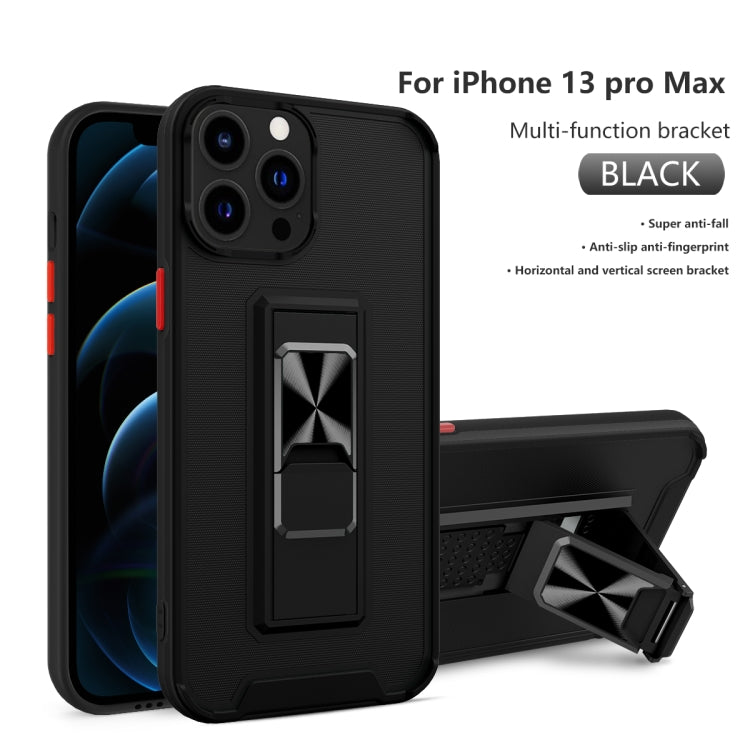 For iPhone 13 Pro Max Dual-color Skin Feel TPU + PC Magnetic Shockproof Case with Invisible Holder