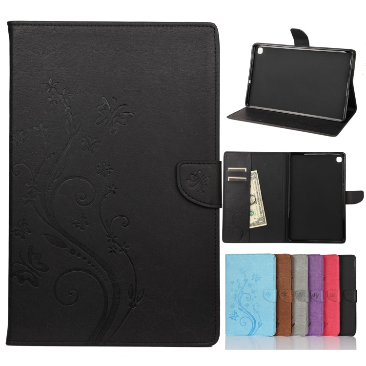 For Samsung Galaxy Tab S6 Lite / P610 Butterfly Flower Embossing Pattern Horizontal Flip Leather Case with Holder & Card Slots & Wallet