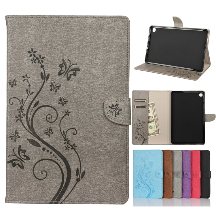 For Samsung Galaxy Tab S6 Lite / P610 Butterfly Flower Embossing Pattern Horizontal Flip Leather Case with Holder & Card Slots & Wallet