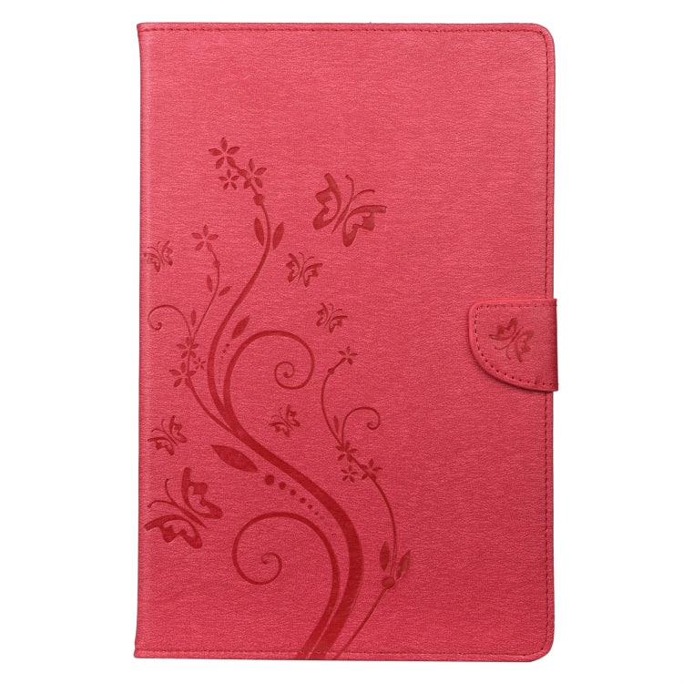 For Samsung Galaxy Tab S6 Lite / P610 Butterfly Flower Embossing Pattern Horizontal Flip Leather Case with Holder & Card Slots & Wallet