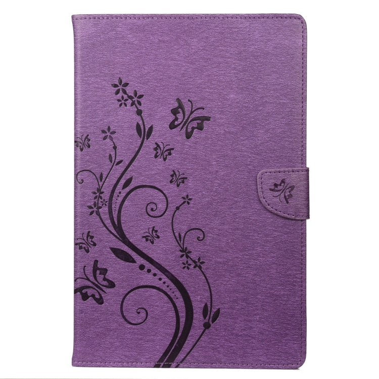 For Samsung Galaxy Tab S6 Lite / P610 Butterfly Flower Embossing Pattern Horizontal Flip Leather Case with Holder & Card Slots & Wallet