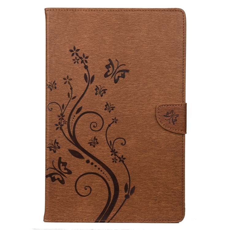 For Samsung Galaxy Tab S6 Lite / P610 Butterfly Flower Embossing Pattern Horizontal Flip Leather Case with Holder & Card Slots & Wallet