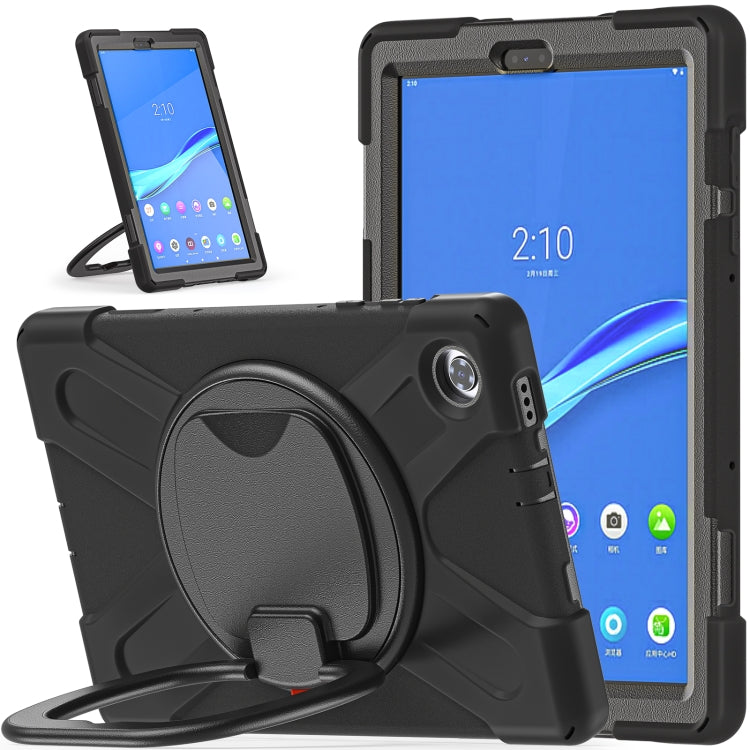 For Lenovo Tab M10 Plus Silicone + PC Protective Case with Holder & Shoulder Strap(Black)