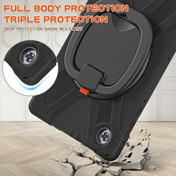 For Lenovo Tab M10 Plus Silicone + PC Protective Case with Holder & Shoulder Strap(Black)