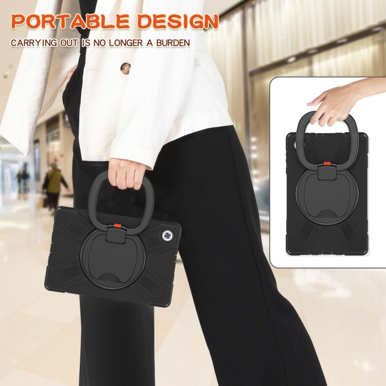 For Lenovo Tab M10 Plus Silicone + PC Protective Case with Holder & Shoulder Strap(Black)
