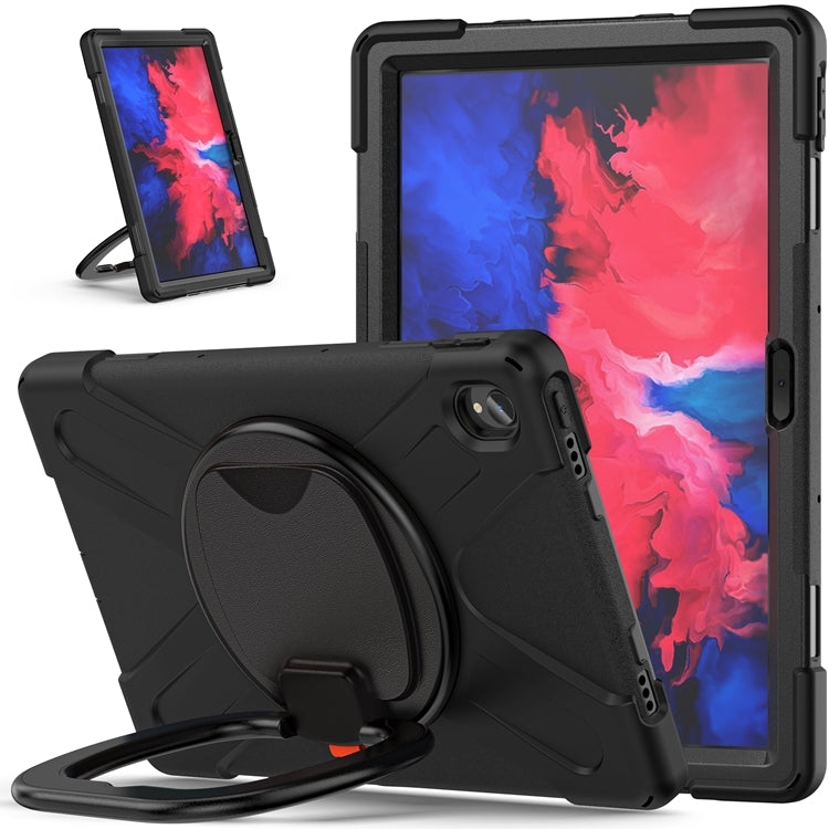 For Lenovo XiaoXin Pad 11 J606F Silicone + PC Protective Case with Holder & Shoulder Strap(Black)