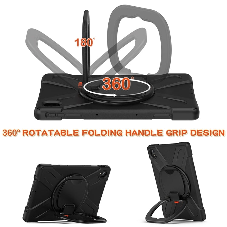 For Lenovo XiaoXin Pad 11 J606F Silicone + PC Protective Case with Holder & Shoulder Strap(Black)
