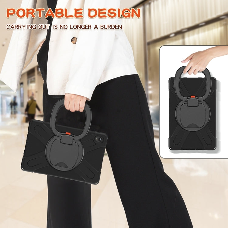 For Lenovo XiaoXin Pad 11 J606F Silicone + PC Protective Case with Holder & Shoulder Strap(Black)
