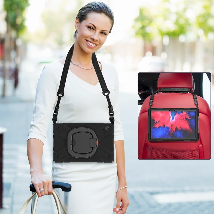 For Lenovo XiaoXin Pad 11 J606F Silicone + PC Protective Case with Holder & Shoulder Strap(Black)