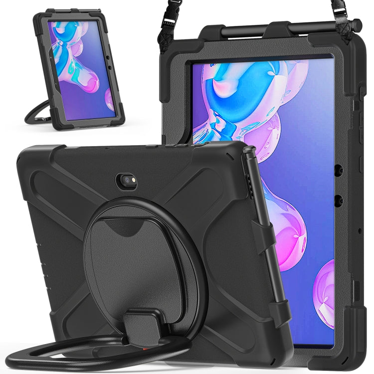For Samsung Galaxy Tab Active Pro Silicone + PC Protective Case with Holder & Shoulder Strap(Black)