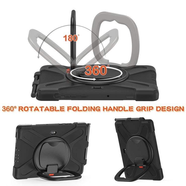 For Samsung Galaxy Tab Active Pro Silicone + PC Protective Case with Holder & Shoulder Strap(Black)