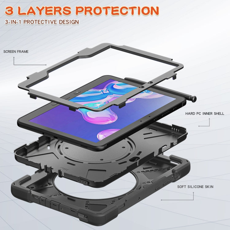 For Samsung Galaxy Tab Active Pro Silicone + PC Protective Case with Holder & Shoulder Strap(Black)