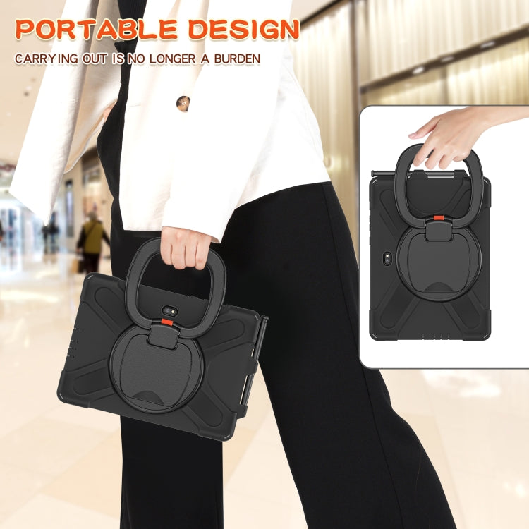 For Samsung Galaxy Tab Active Pro Silicone + PC Protective Case with Holder & Shoulder Strap(Black)