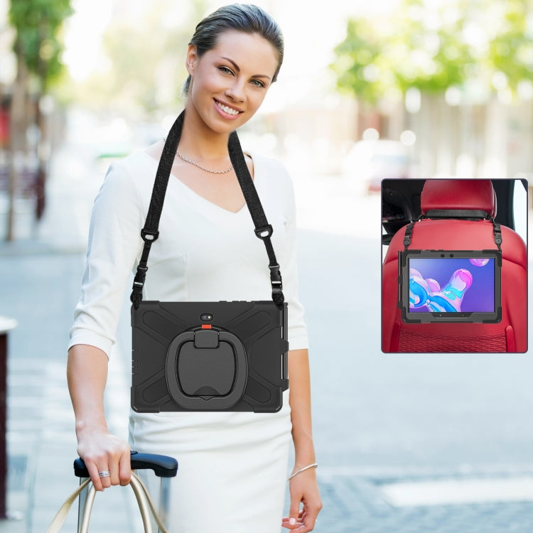 For Samsung Galaxy Tab Active Pro Silicone + PC Protective Case with Holder & Shoulder Strap(Black)