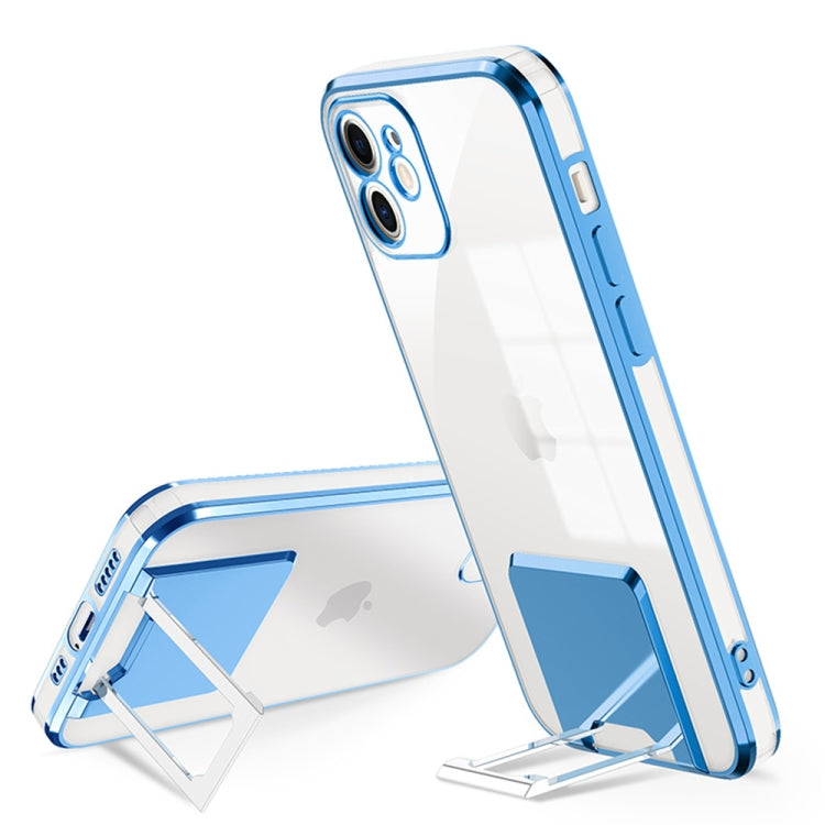 For iPhone 11 Electroplating Transparent Protective Cover Casem with Holder Function