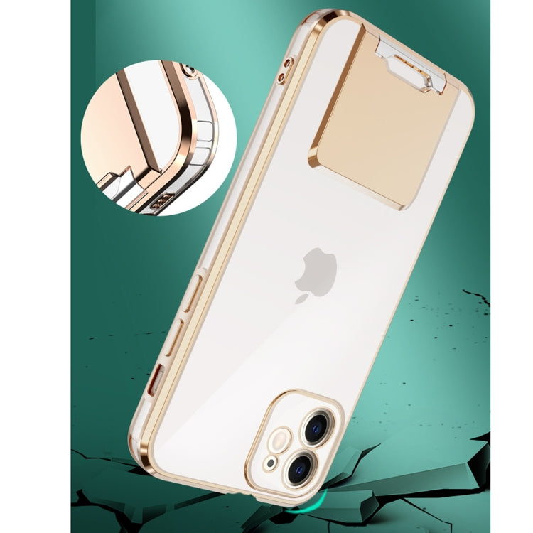 For iPhone 11 Pro Max Electroplating Transparent Protective Cover Casem with Holder Function