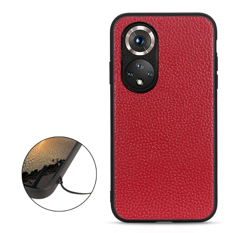 For Honor 50 Accurate Hole Litchi Texture Leather Shockproof Case