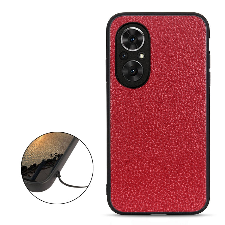 For Honor 50 SE Accurate Hole Litchi Texture Leather Shockproof Case