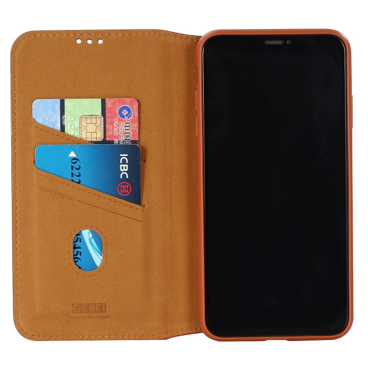 For iPhone XR GEBEI Shockproof TPU + PU Horizontal Flip Leather Case with Card Slots & Holder