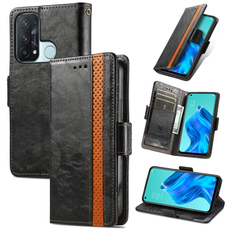 For OPPO Reno 5A CaseNeo Business Splicing Dual Magnetic Buckle Horizontal Flip PU Leather Case with Holder & Card Slots & Wallet
