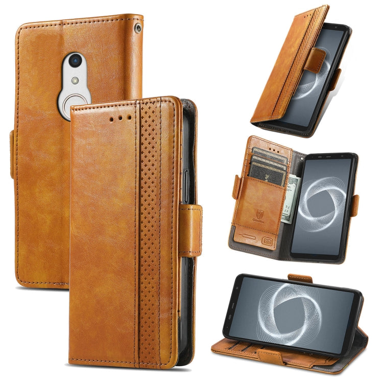For Arrows Be4 Plus F-41B CaseNeo Business Splicing Dual Magnetic Buckle Horizontal Flip PU Leather Case with Holder & Card Slots & Wallet