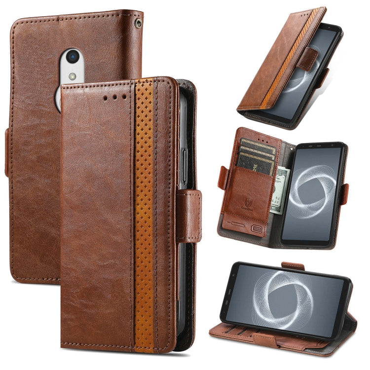 For Arrows Be4 Plus F-41B CaseNeo Business Splicing Dual Magnetic Buckle Horizontal Flip PU Leather Case with Holder & Card Slots & Wallet