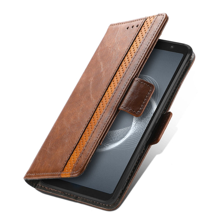 For Arrows Be4 Plus F-41B CaseNeo Business Splicing Dual Magnetic Buckle Horizontal Flip PU Leather Case with Holder & Card Slots & Wallet
