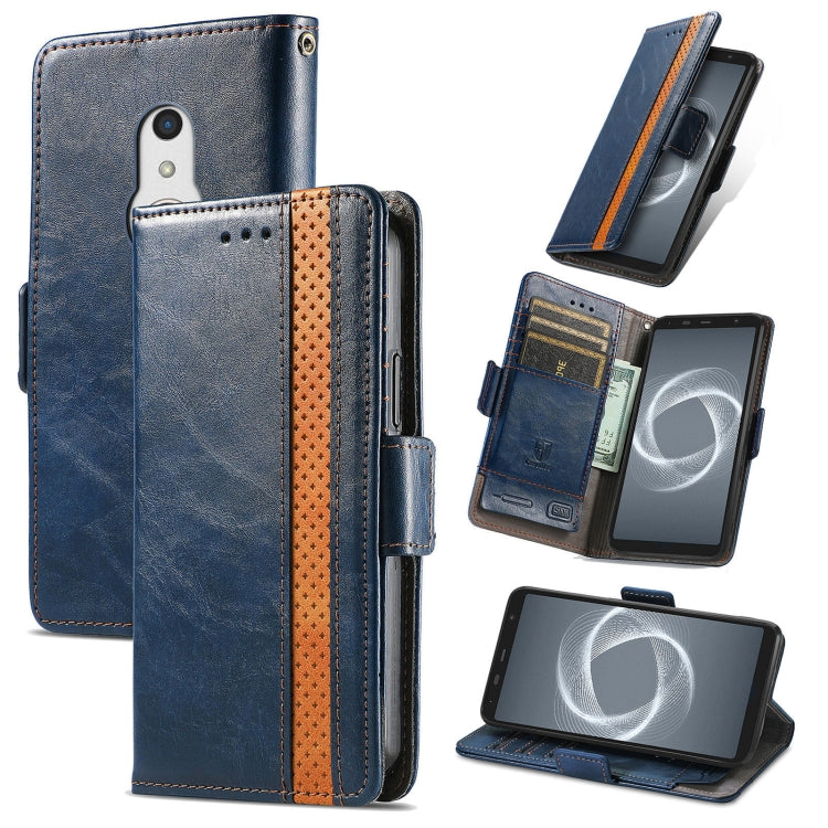 For Arrows Be4 Plus F-41B CaseNeo Business Splicing Dual Magnetic Buckle Horizontal Flip PU Leather Case with Holder & Card Slots & Wallet