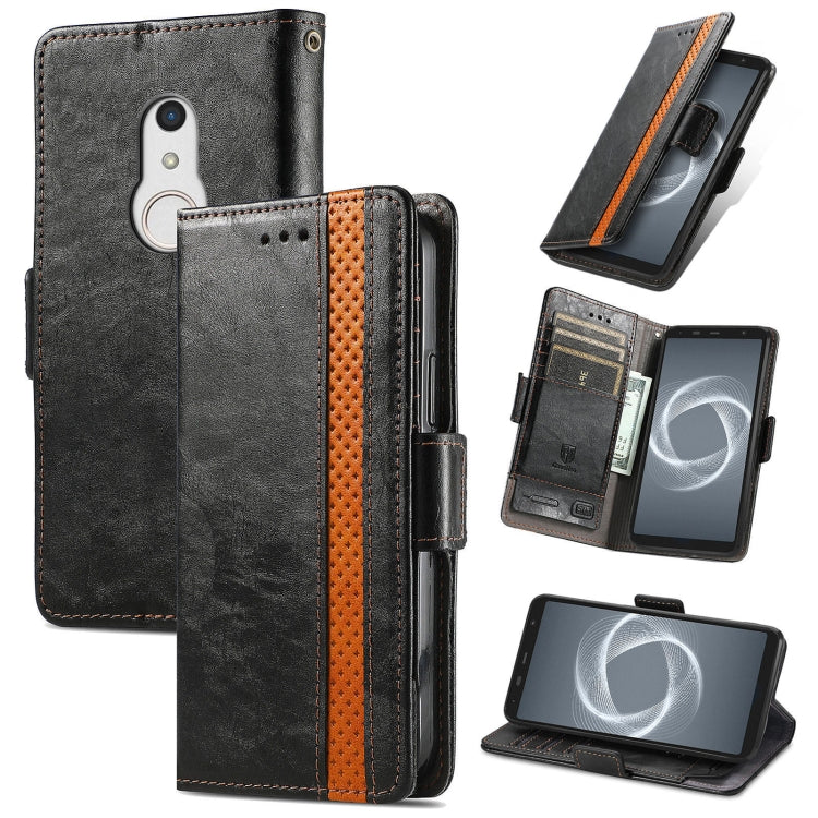 For Arrows Be4 Plus F-41B CaseNeo Business Splicing Dual Magnetic Buckle Horizontal Flip PU Leather Case with Holder & Card Slots & Wallet