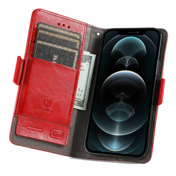 For iPhone 13 CaseNeo Business Splicing Dual Magnetic Buckle Horizontal Flip PU Leather Case with Holder & Card Slots & Wallet