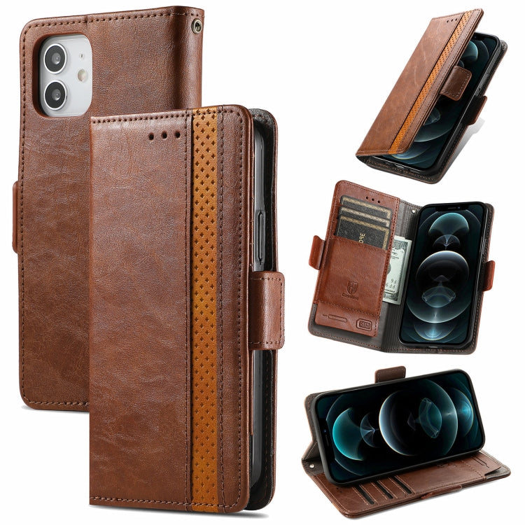 For iPhone 13 CaseNeo Business Splicing Dual Magnetic Buckle Horizontal Flip PU Leather Case with Holder & Card Slots & Wallet