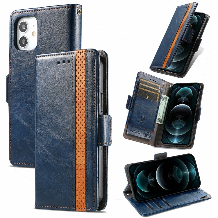 For iPhone 13 CaseNeo Business Splicing Dual Magnetic Buckle Horizontal Flip PU Leather Case with Holder & Card Slots & Wallet