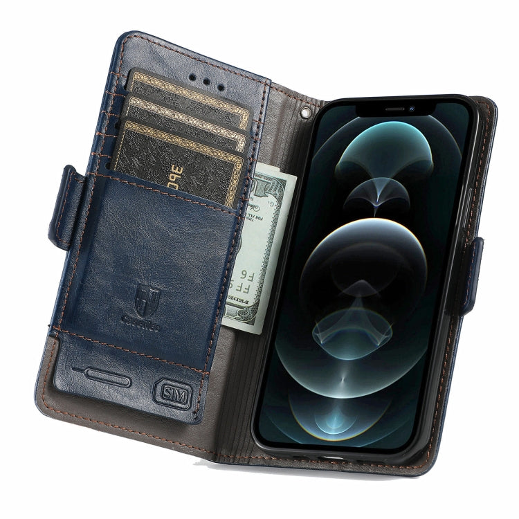 For iPhone 13 CaseNeo Business Splicing Dual Magnetic Buckle Horizontal Flip PU Leather Case with Holder & Card Slots & Wallet