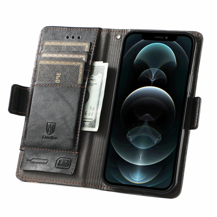 For iPhone 13 CaseNeo Business Splicing Dual Magnetic Buckle Horizontal Flip PU Leather Case with Holder & Card Slots & Wallet
