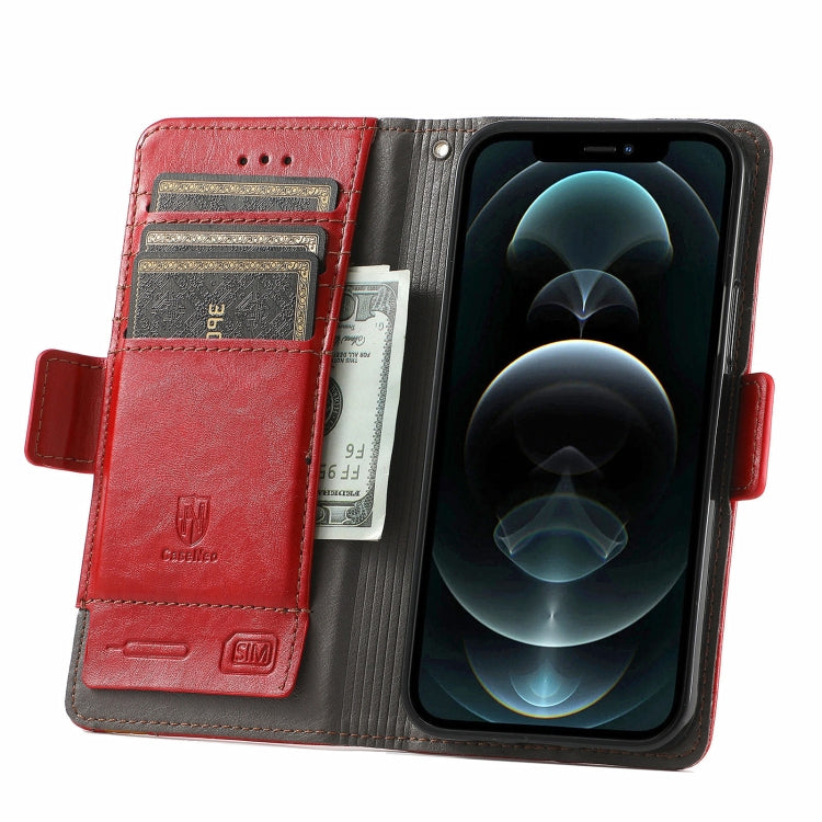 For iPhone 13 Pro Max CaseNeo Business Splicing Dual Magnetic Buckle Horizontal Flip PU Leather Case with Holder & Card Slots & Wallet