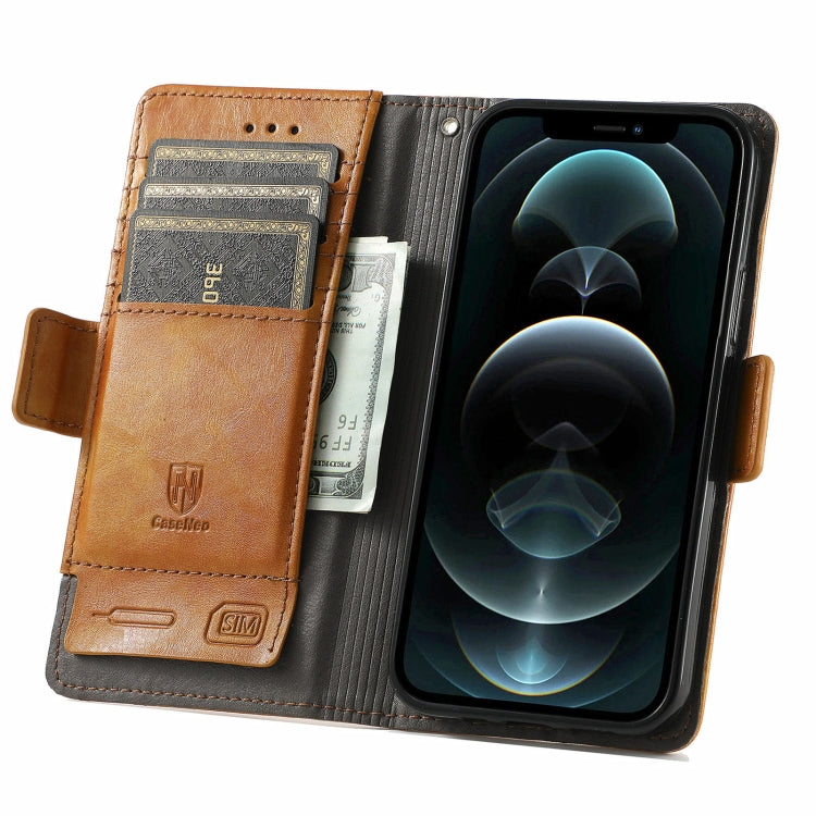 For iPhone 13 Pro Max CaseNeo Business Splicing Dual Magnetic Buckle Horizontal Flip PU Leather Case with Holder & Card Slots & Wallet