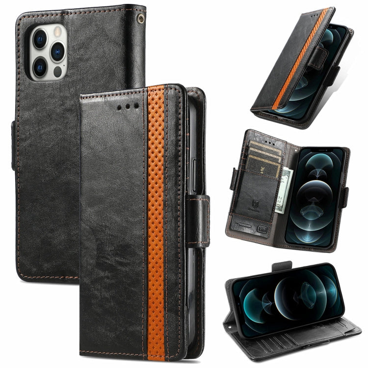 For iPhone 13 Pro Max CaseNeo Business Splicing Dual Magnetic Buckle Horizontal Flip PU Leather Case with Holder & Card Slots & Wallet
