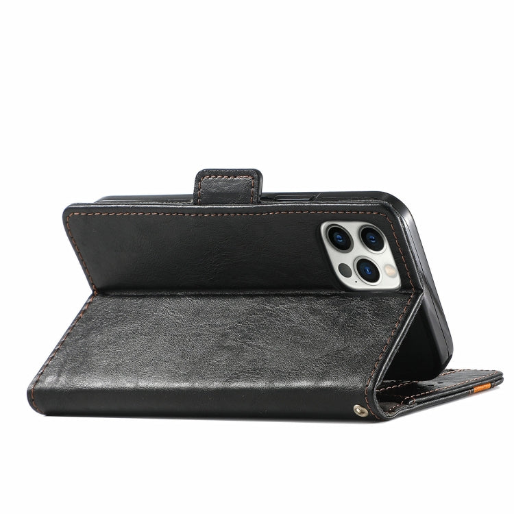 For iPhone 13 Pro Max CaseNeo Business Splicing Dual Magnetic Buckle Horizontal Flip PU Leather Case with Holder & Card Slots & Wallet