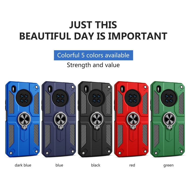 For Huawei Y9a Carbon Fiber Pattern PC + TPU Protective Case with Ring Holder