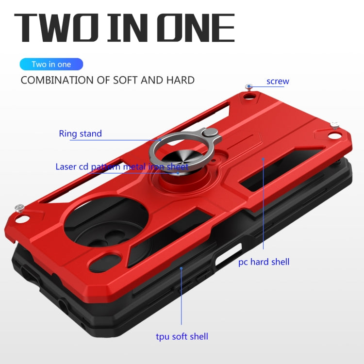 For Huawei Y9a Carbon Fiber Pattern PC + TPU Protective Case with Ring Holder