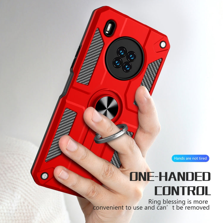 For Huawei Y9a Carbon Fiber Pattern PC + TPU Protective Case with Ring Holder