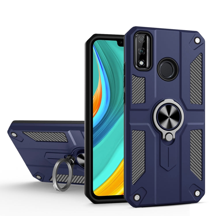 For Huawei Y8s Carbon Fiber Pattern PC + TPU Protective Case with Ring Holder