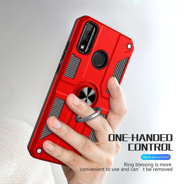 For Huawei Y8s Carbon Fiber Pattern PC + TPU Protective Case with Ring Holder