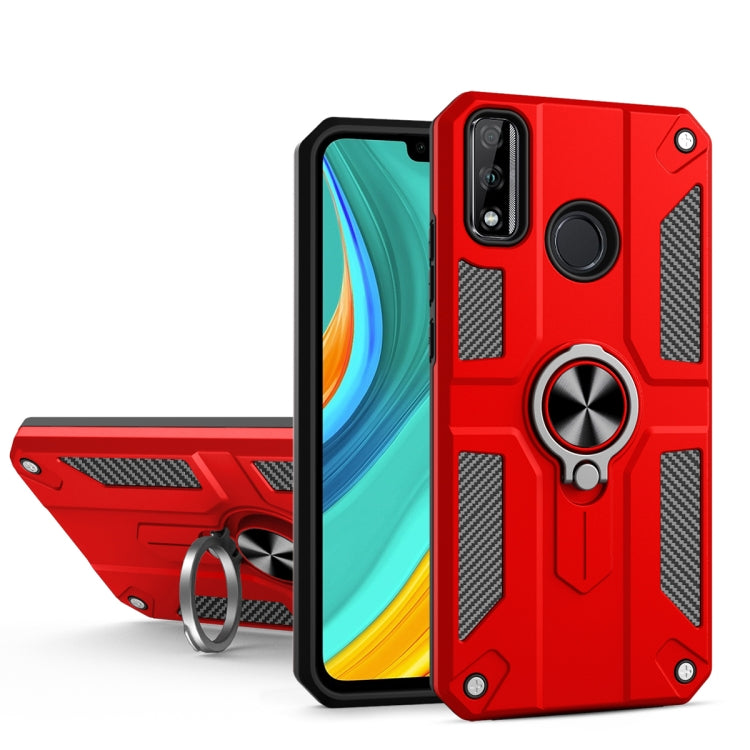 For Huawei Y8s Carbon Fiber Pattern PC + TPU Protective Case with Ring Holder